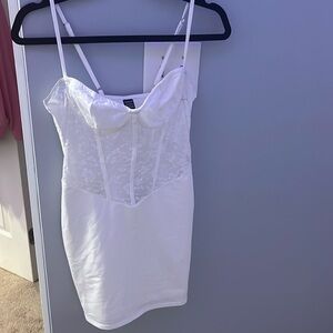 White lace corset mini dress
